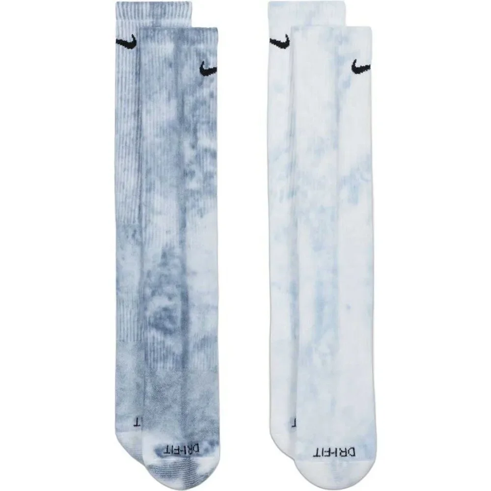 Nike Everyday Plus Crew Socks Tie Dye Men Size 12-15 Blue Green 4 Pairs (2 Pkgs)